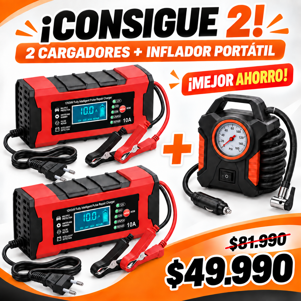 ElectroPulse™ Cargador Inteligente y Restaurador de Baterías