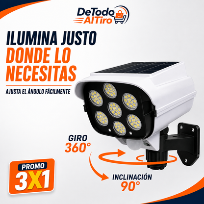 Oferta 3x1: Cámara WI-FI  con Foco LED Solar con Sensor de Movimiento y Control Remoto